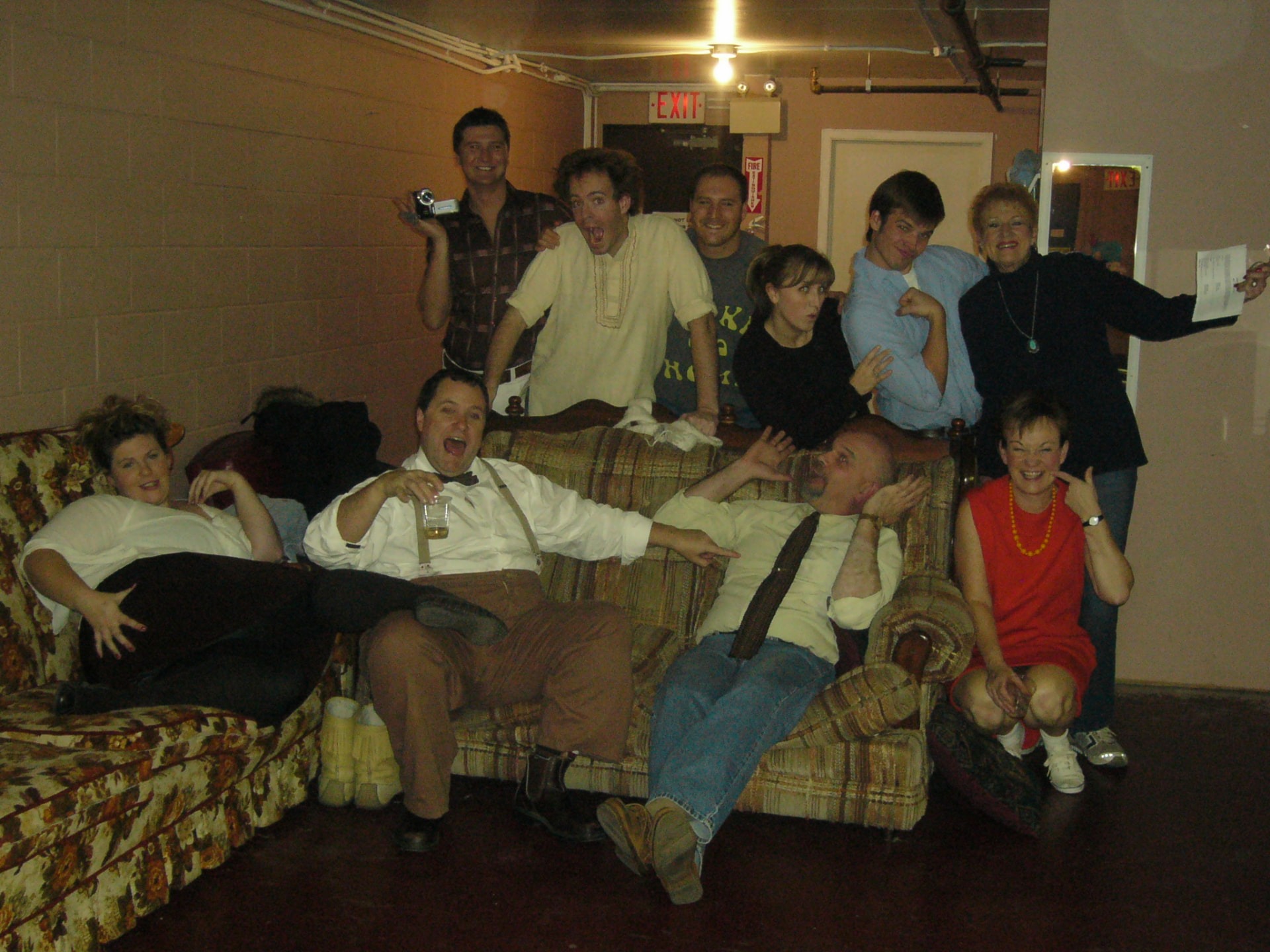 Cosi — Gideon Heath (credited as Bill Baker) clowning in the Green Room with the cast, Oshawa Little Theatre, 2007
