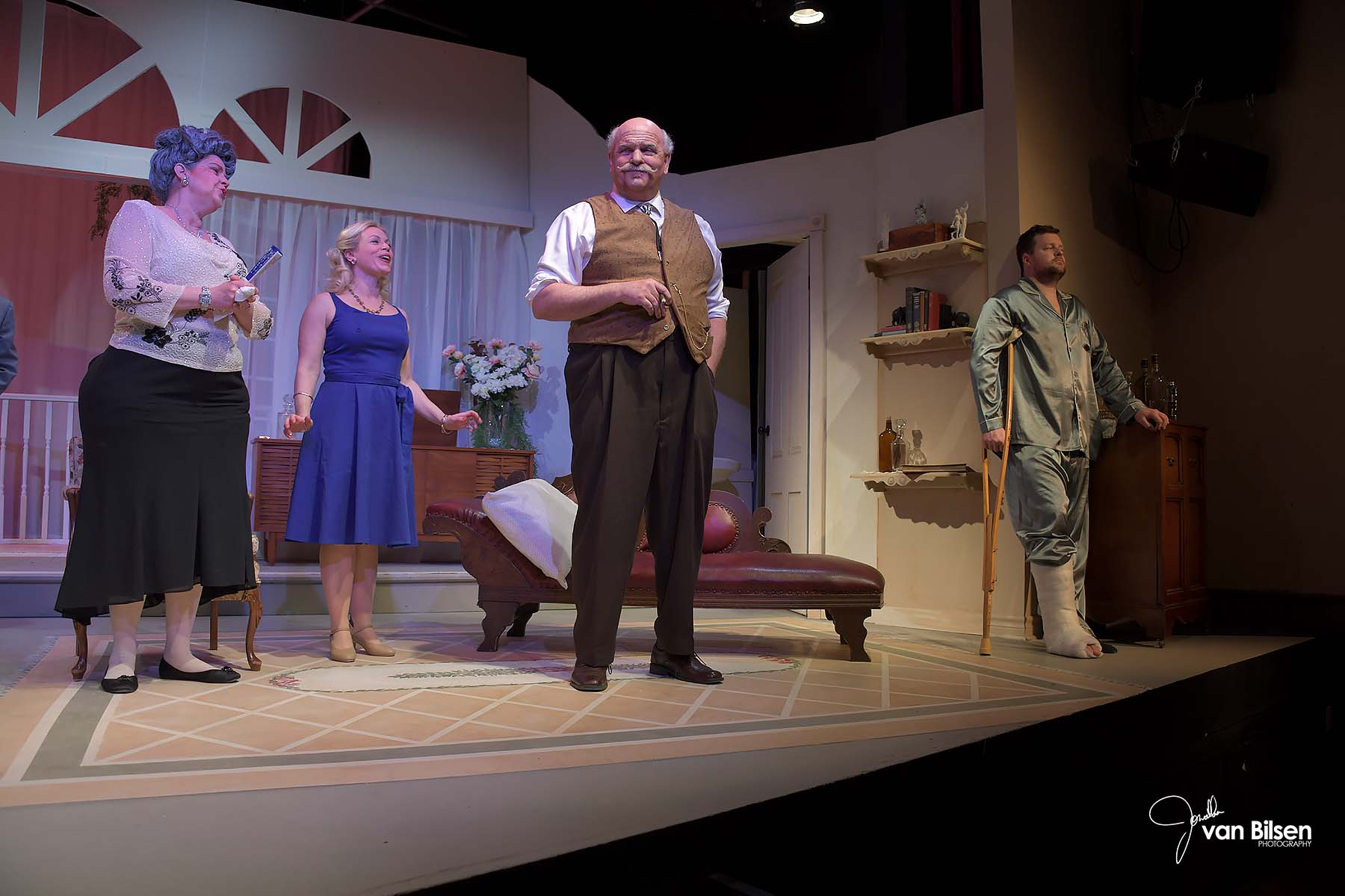 Cat on a Hot Tin Roof — Gideon Heath (credited as Bill Baker) as Big Daddy, Marlo Alcock as Big Mama, Carolyn Goff as Maggie and Kelly Hoar as Brick, The Borelians of Port Perry, 2019–20
