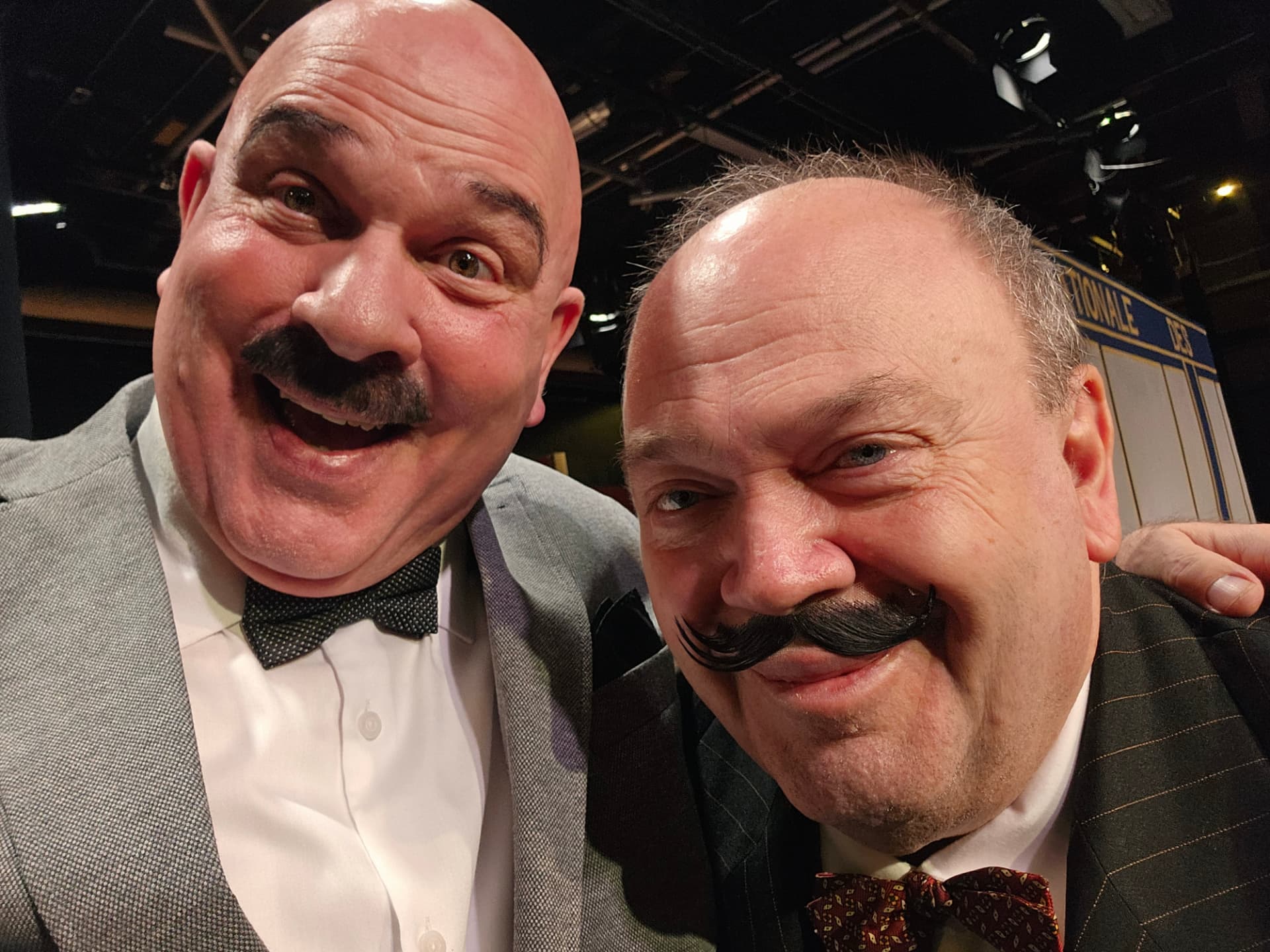 Murder on the Orient Express — Gideon Heath (credited as Bill Baker) as Monsieur Bouc with Chris Cole as Hercule Poirot, Theatre Aurora, 2023–24